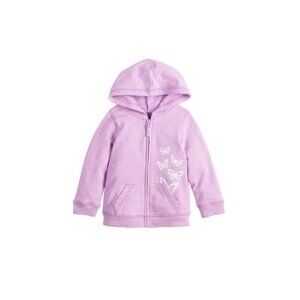 Infant Baby Girl Jumping Beans French Terry Lilac Butterflies Zip-Up Hoodie 12M